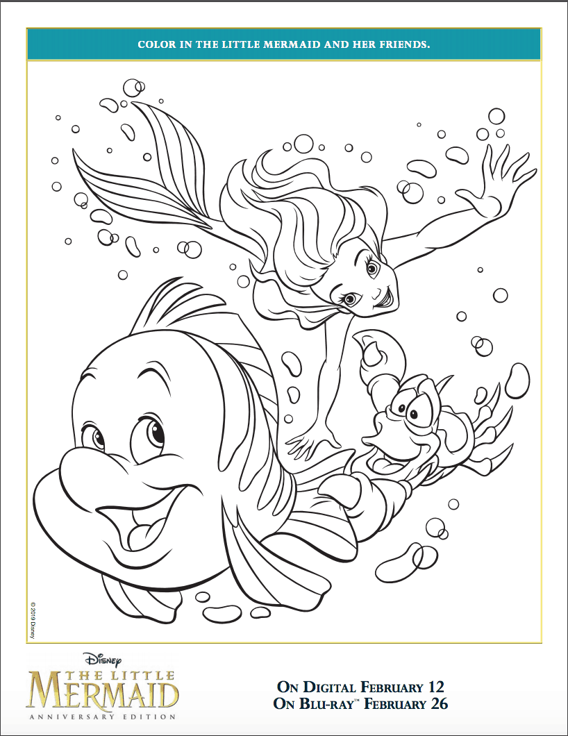 The Little Mermaid Activity Sheets and Coloring Pages (Printables)