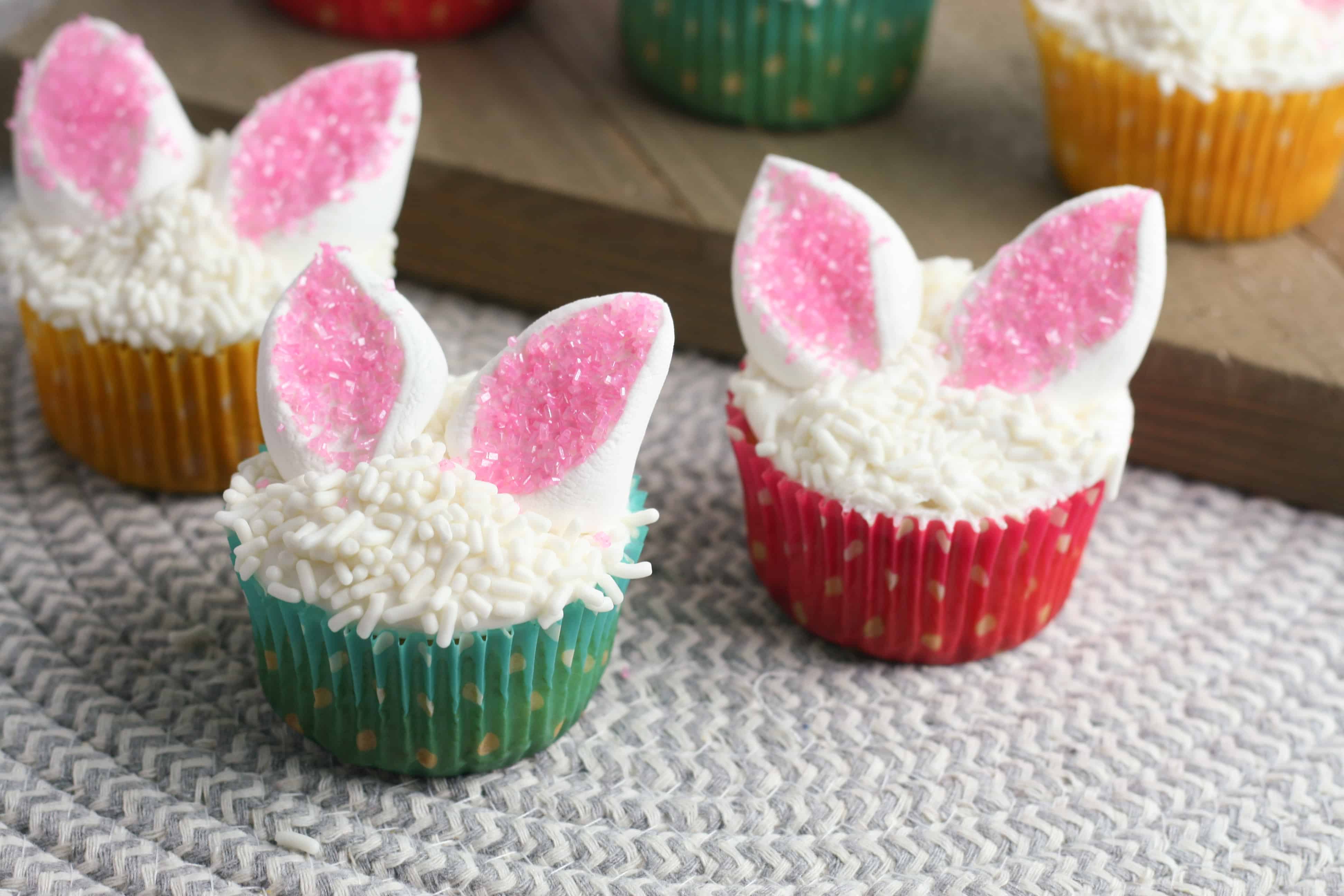 Cute And Easy Easter Bunny Ear Cupcakes are easy to make and sure to impress at any Spring event!