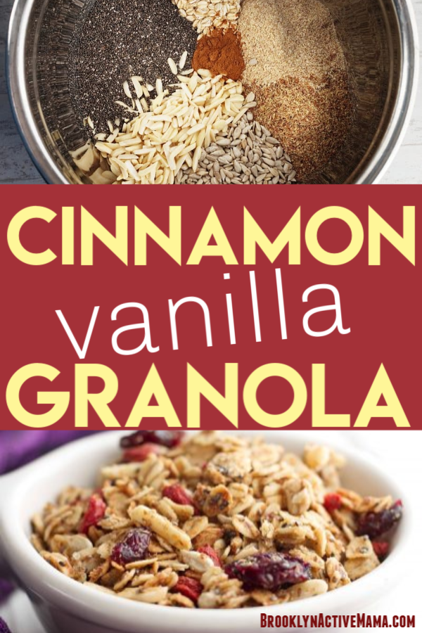 Check out this amazingly tasty Cinnamon Vanilla Granola Recipe! Perfect for any parfait, or easy healthy snack for the kids! #healthyeats #granola