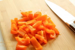 orange peppers sliced for veggie tacos