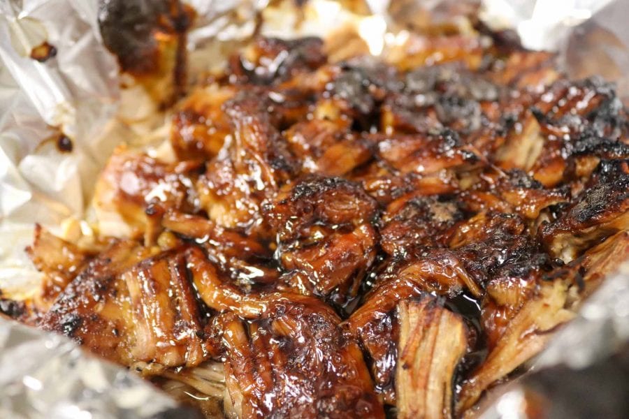 Crockpot Brown Sugar Balsamic Pork Tenderloin in foil