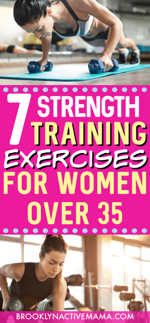 One way to fight a slowing metabolism is with a great strength training routine. Here are 7 of the best strength training exercises for women over 35! #strengthtraining #weightlifting