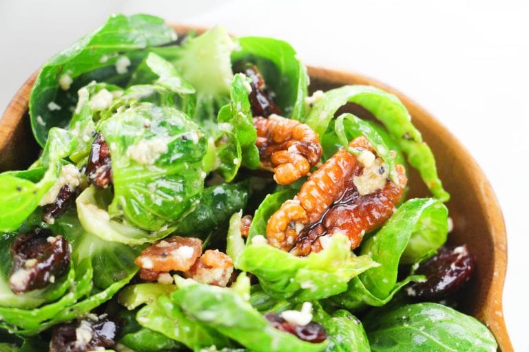 Feta Bacon and Walnut Brussels Sprouts Salad