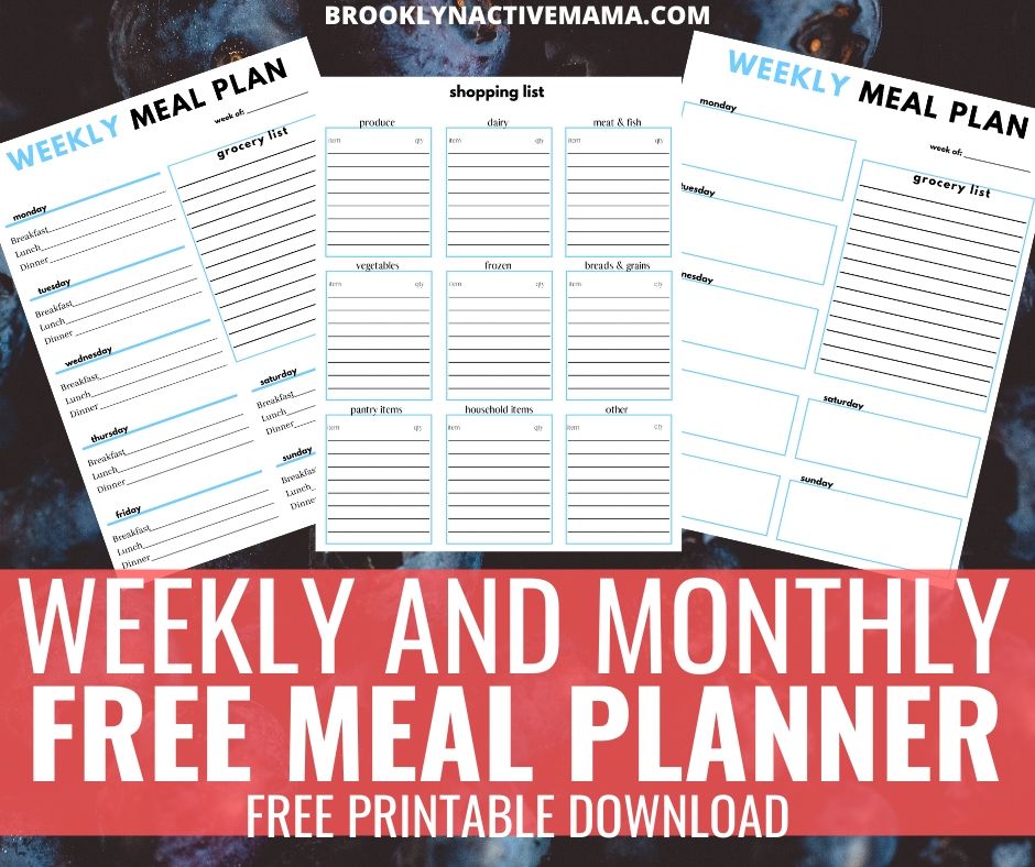 9 Page Free Weekly and Monthly Meal Planning Printable