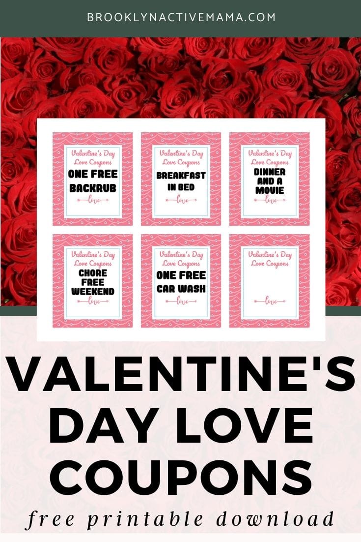 I've got a fun printable for you today, some Valentine's Day love coupons to use for anyone in your life. The coupons include "breakfast in bed", "free car wash", "dinner and a movie", "chore free weekend" and even a blank one for you to create your own coupon! #valentinesday #freeprintable