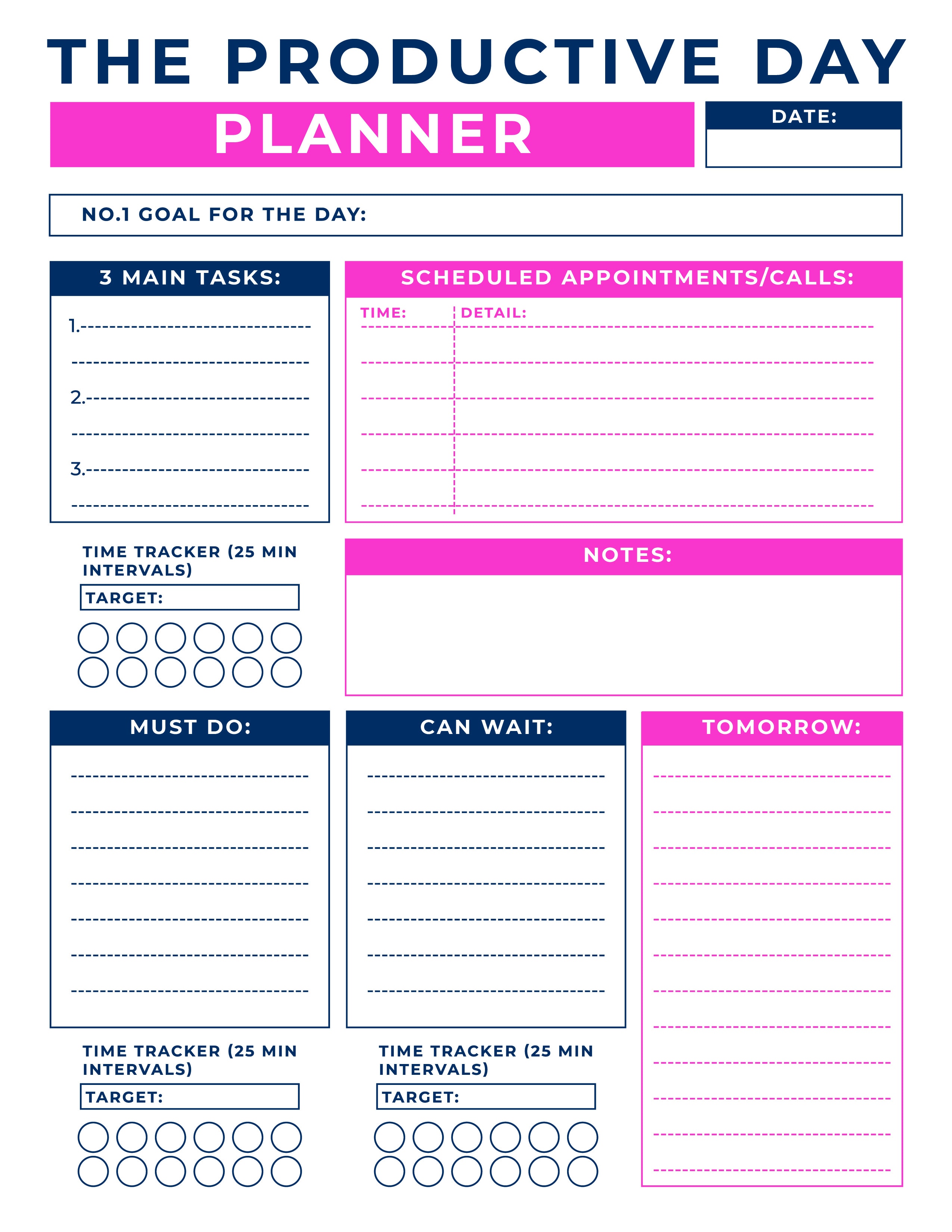 Today I've got a productivity planner and a 14 day challenge printable that will have you getting more things done in no time! You can use these sheets daily and get the motivation you need to complete all the tasks! It will help you to organize your life by setting goals and helping with time management. A super easy layout for business or daily life tasks. Grab your free printable download! #productivityplanner #productivity #taskmanager #stayorganized