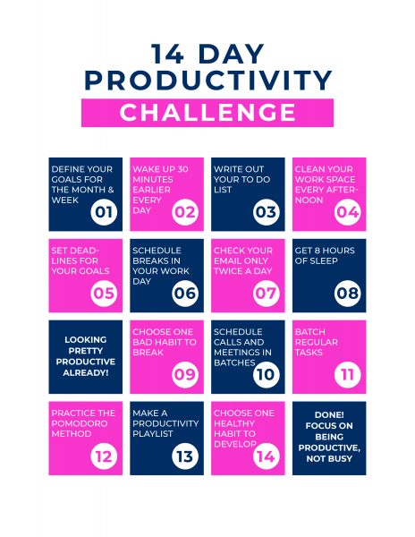 Today I've got a productivity planner and a 14 day challenge printable that will have you getting more things done in no time! You can use these sheets daily and get the motivation you need to complete all the tasks! It will help you to organize your life by setting goals and helping with time management. A super easy layout for business or daily life tasks. Grab your free printable download! #productivityplanner #productivity #taskmanager #stayorganized
