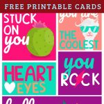 I've got some fun Valentine's Day Printable Cards for the kids to exchange with classmates, with friends, or with anyone! They have awesome vibrant colors and a great to pair with a healthy treat for a classroom snack! These cards include fun and cheeky sayings that are age appropriate and cute for the holiday. #valentinesday #valentinesdaycards #vday #valentinesdayprintables