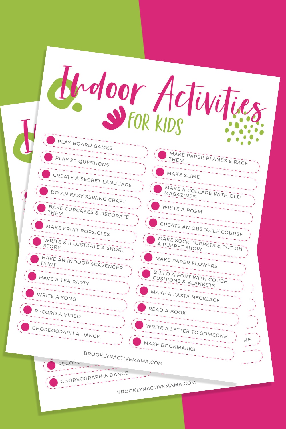 24 super simple indoor activities for kids free printable