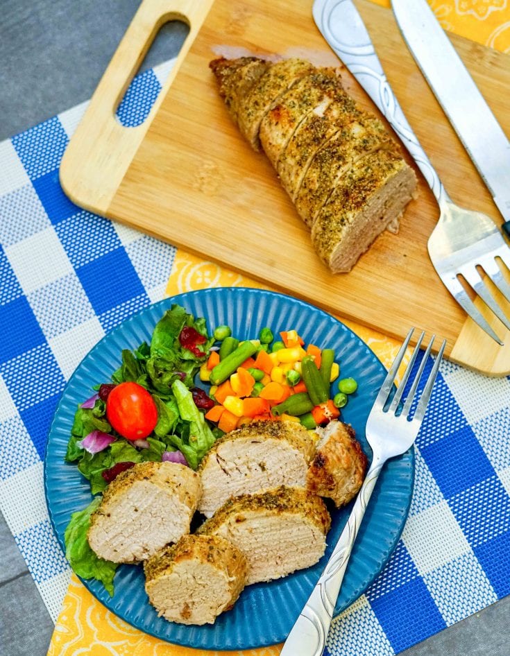 Here is a super easy and yummy main dish that the family will love--air fryer pork tenderloin. Served with your favorite side, it's a great family recipe!