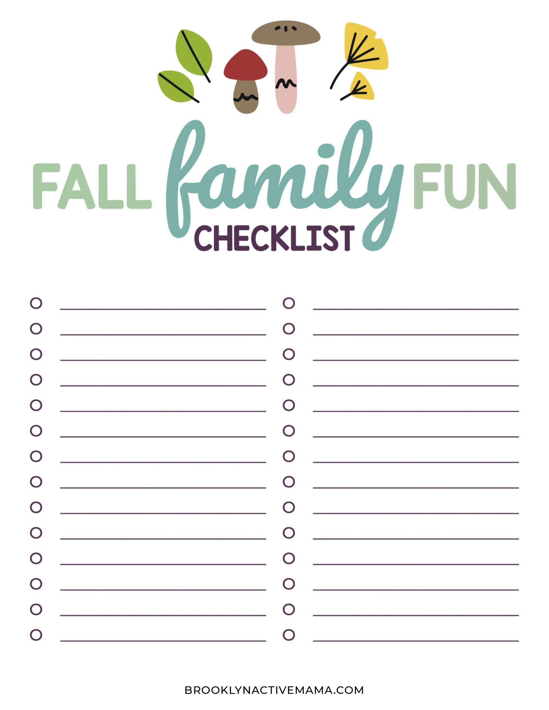 Free Printable Family Fall Bucket List
