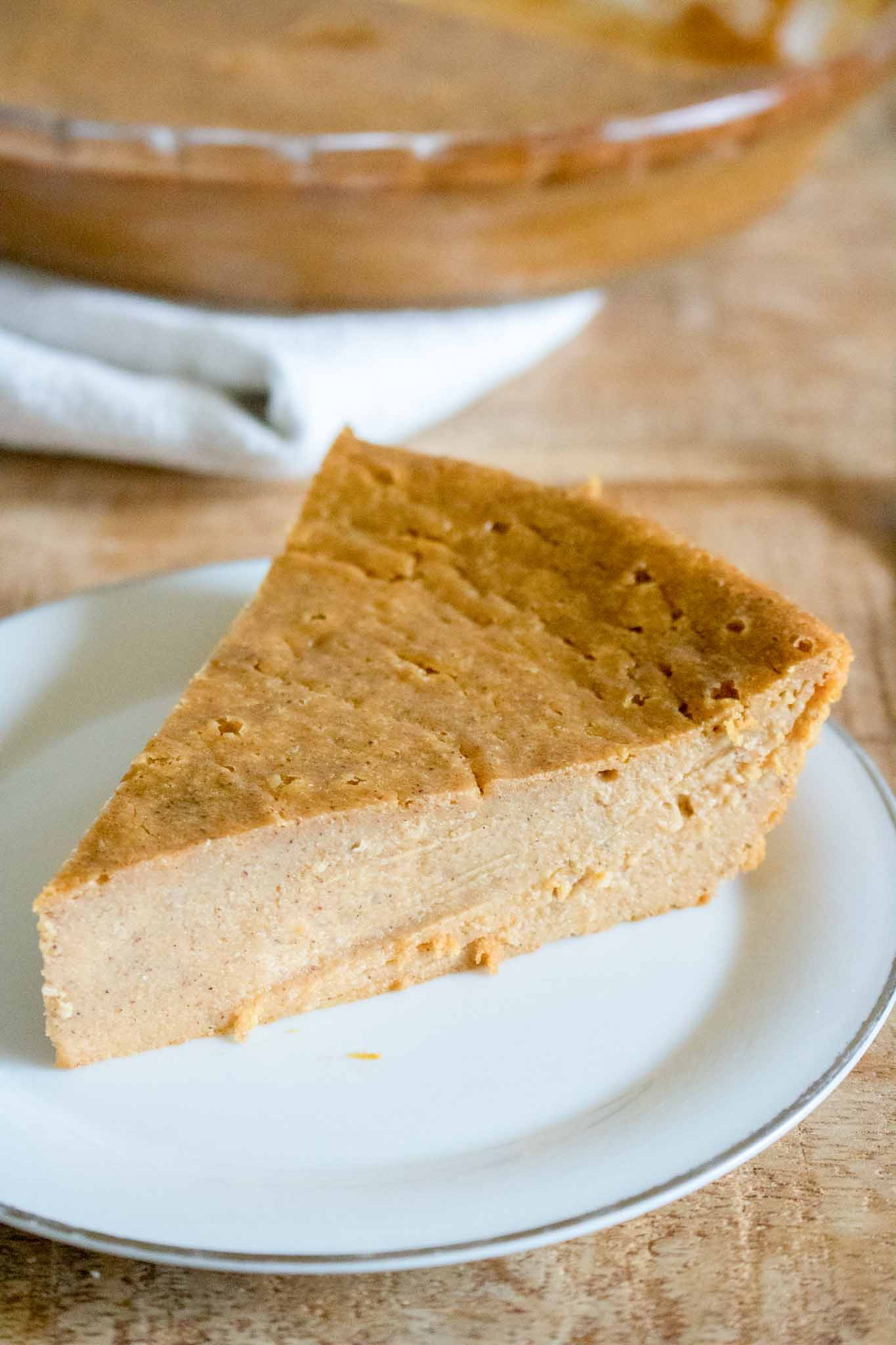 crustless pumpkin pie on plate