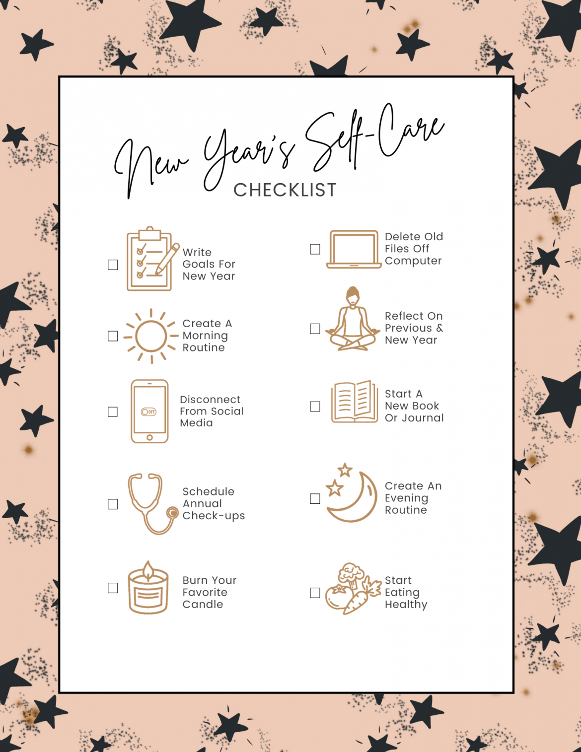 8 Ways To Self Care To Start The New Year - Free Printable