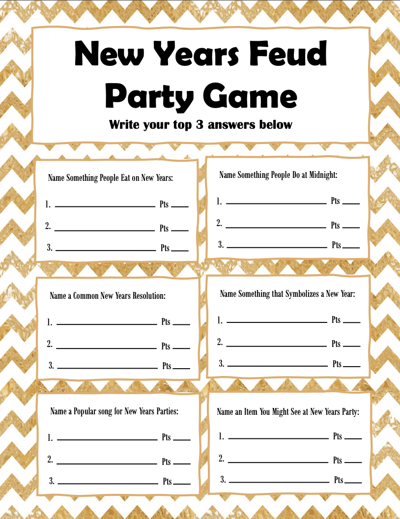 New Year's Eve Would You Rather Questions Printable