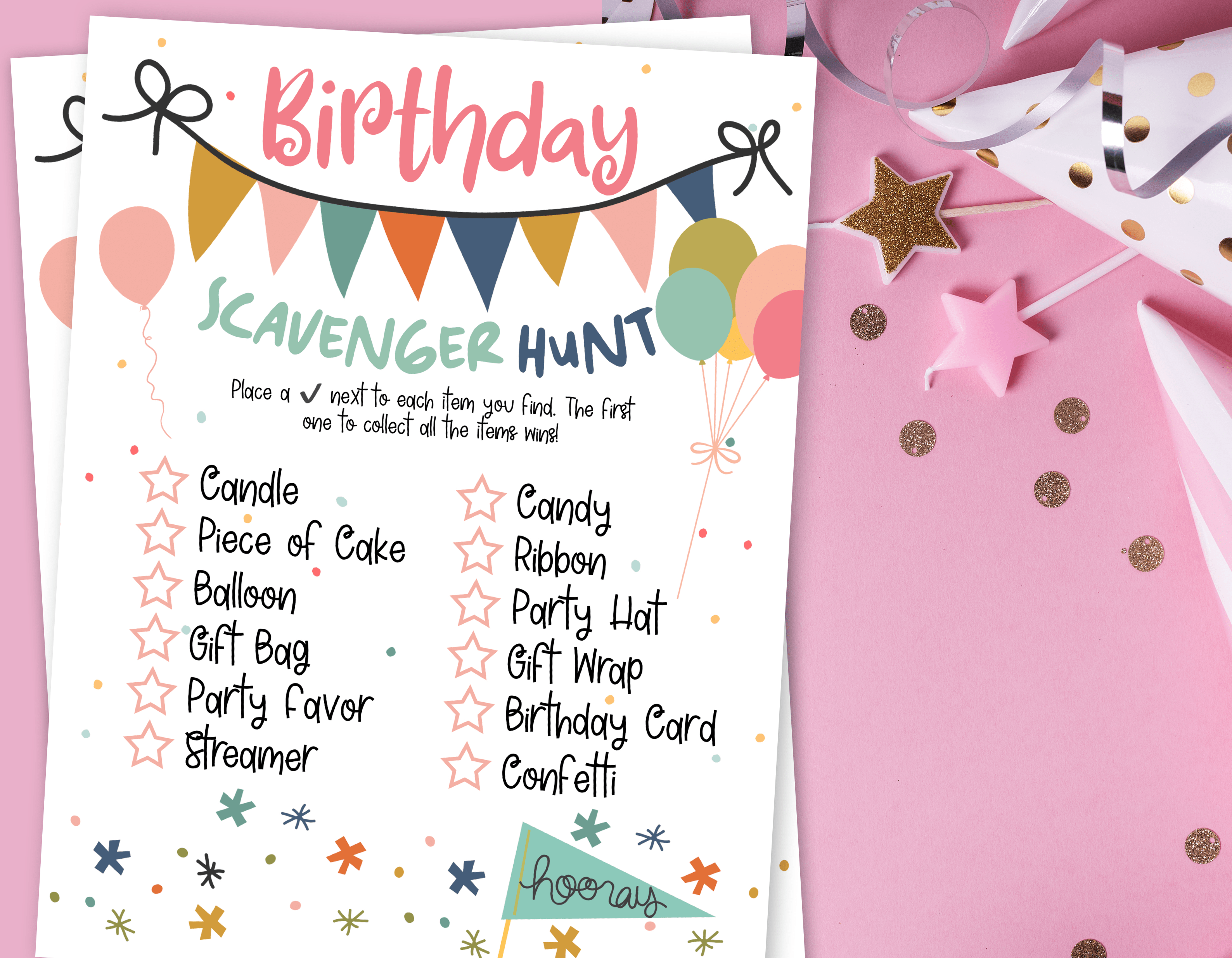 Birthday Party Scavenger Hunt Free Printable Game