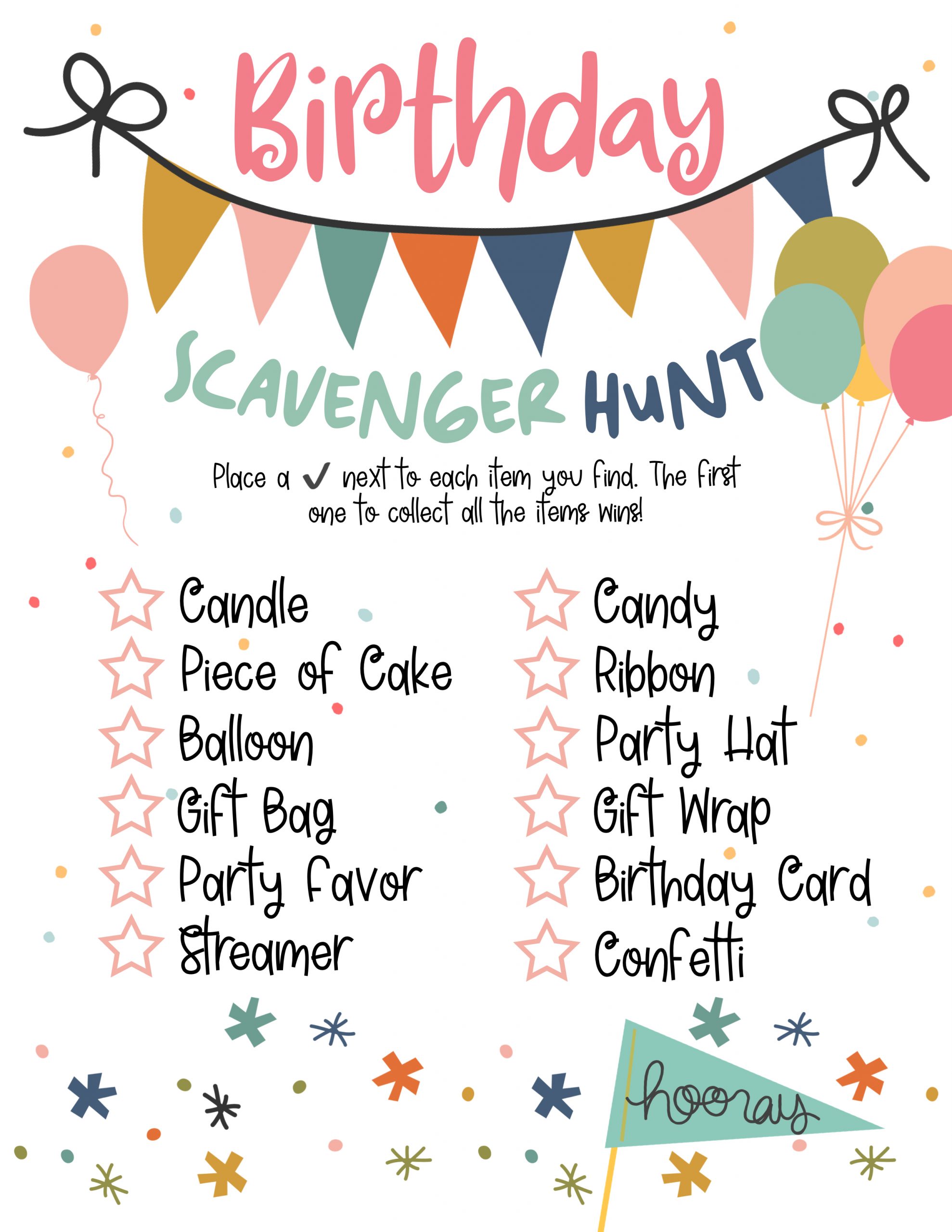 Birthday Scavenger Hunt Girl Birthday Party Games Birthday   Birthday Scavenger Hunt Sample 1 Scaled 