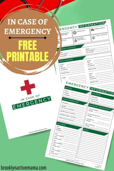 In Case Of An Emergency - Free Preparedness Printable - Brooklyn Active ...