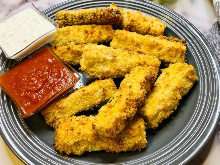 Air Fryer Zucchini Fries with Creamy Italian Sauce For Dipping