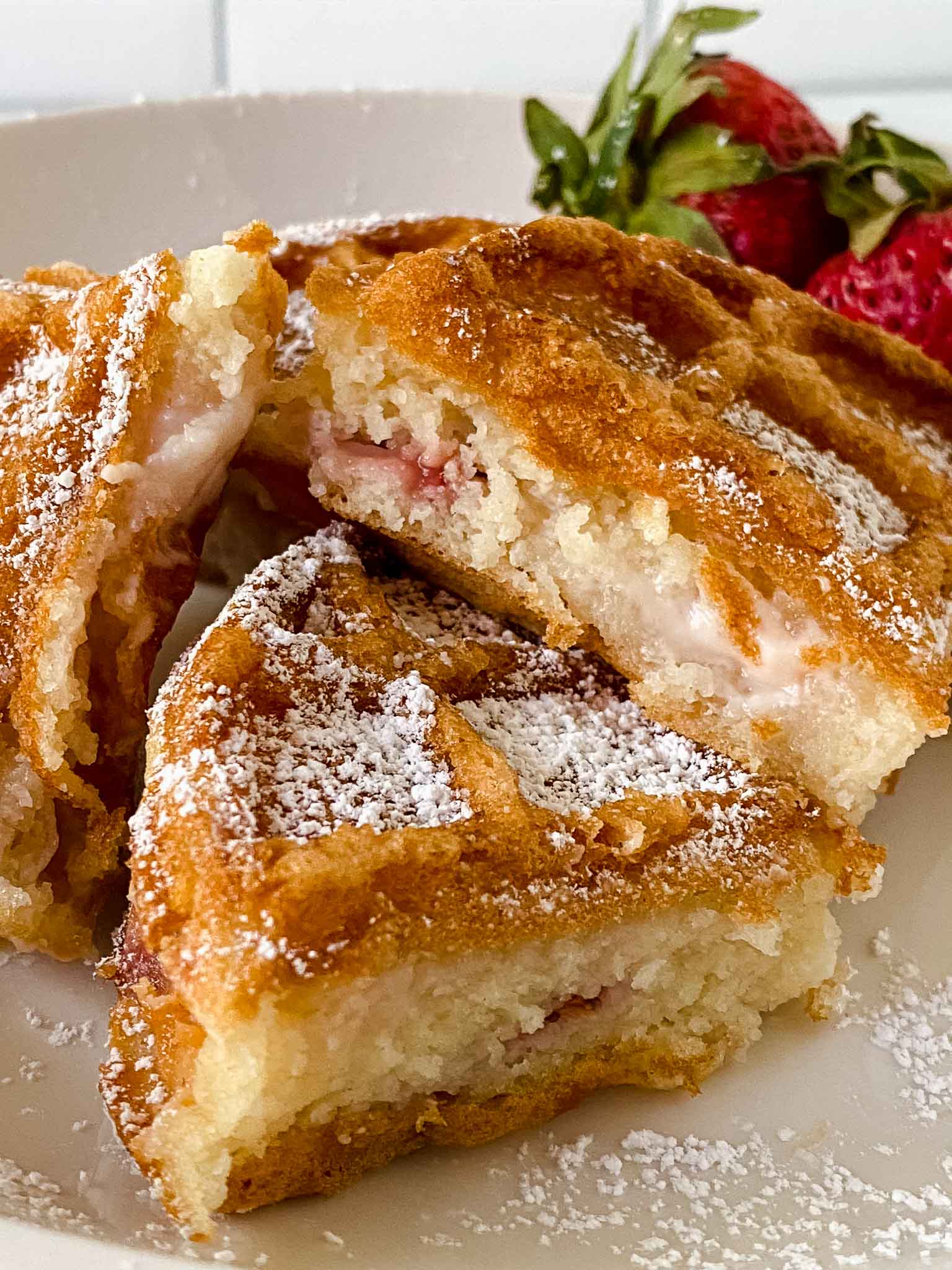 Stuffed Waffles with Strawberries and Cream Cheese - Gather in my