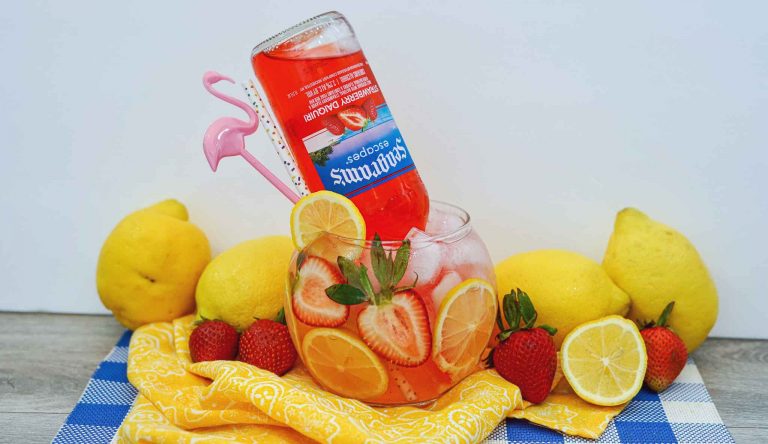 Refreshing Strawberry Lemonade Fishbowl Drink Cocktail