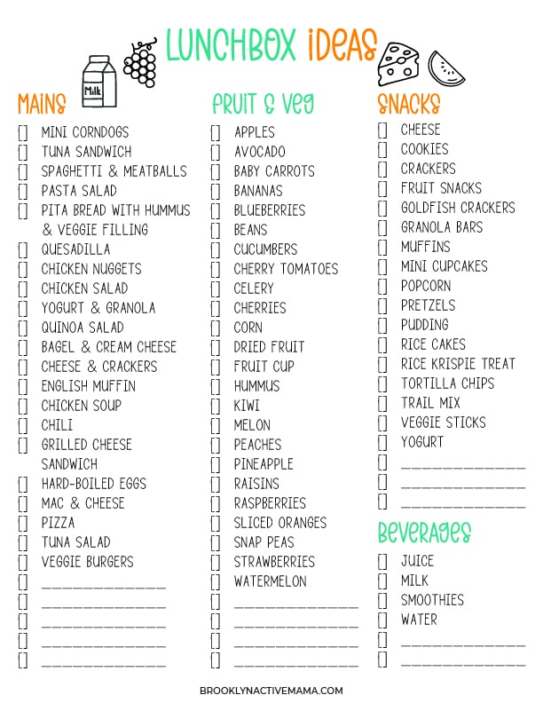 Lunch Box Menu Plan for Week 3 - Fun FOOD Frolic