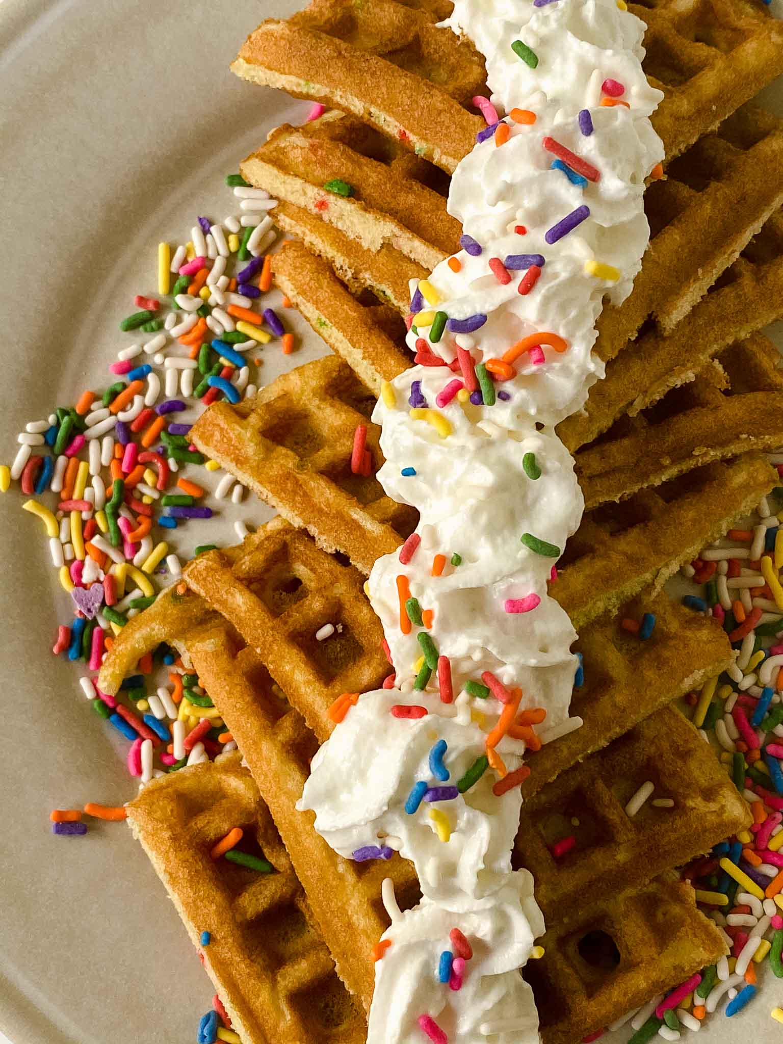 Easy Funfetti Birthday Cake Waffles