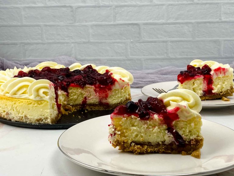 The Most Amazing White Chocolate Cranberry Cheesecake