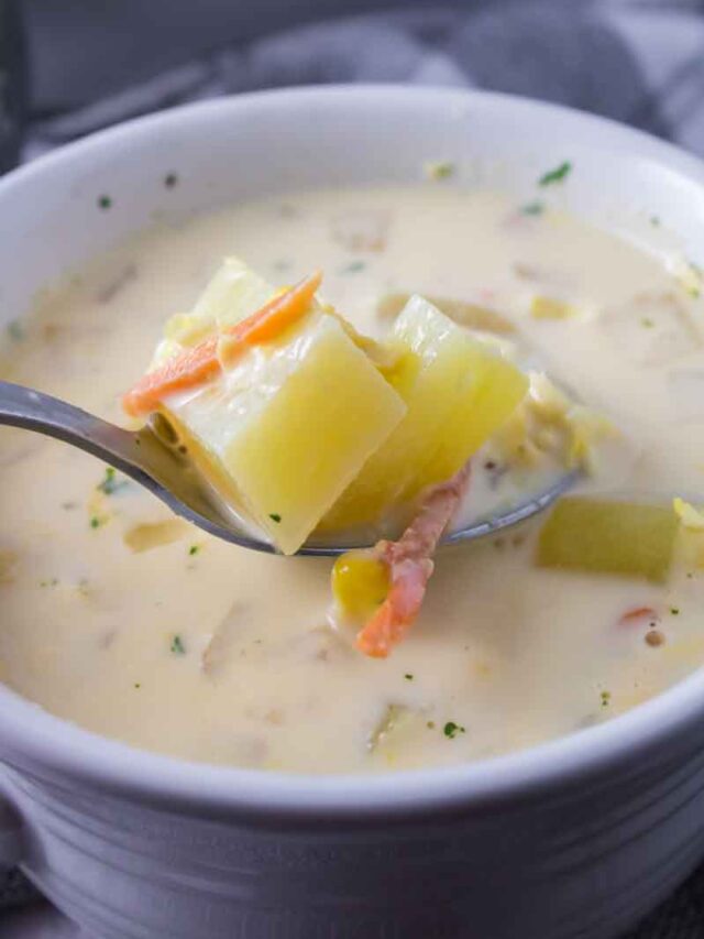 The Best Slow Cooker Cheesy Vegetable Soup