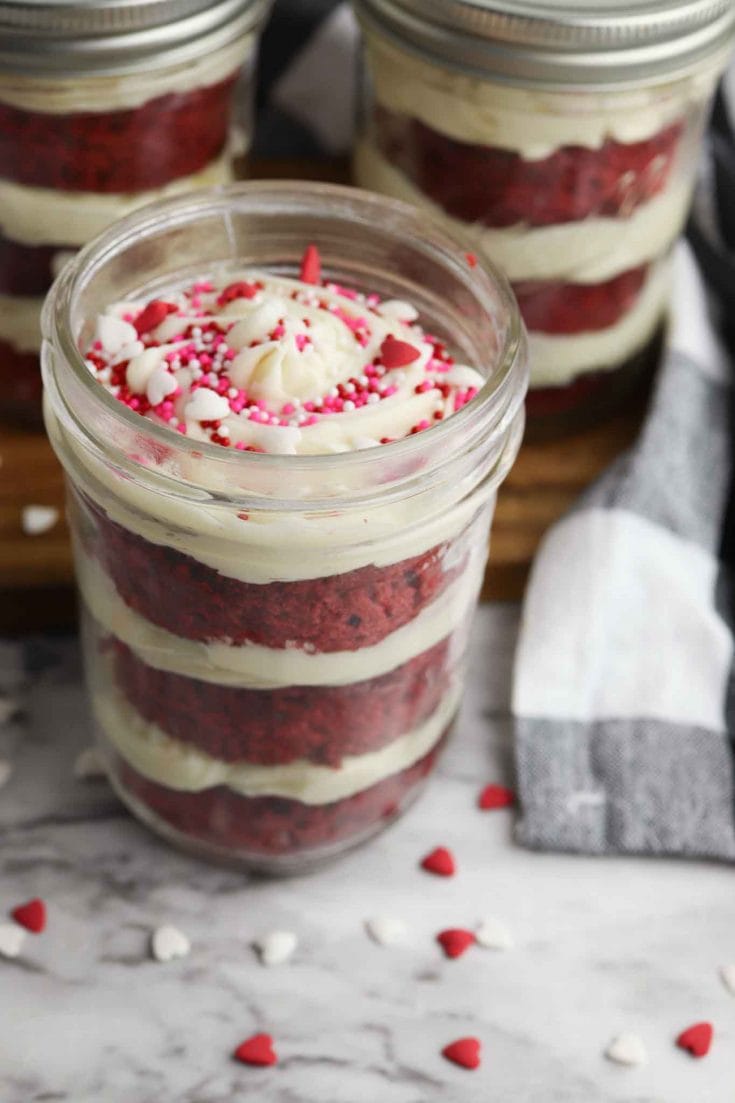 Easy Valentine's Day Red Velvet Cake In A Jar