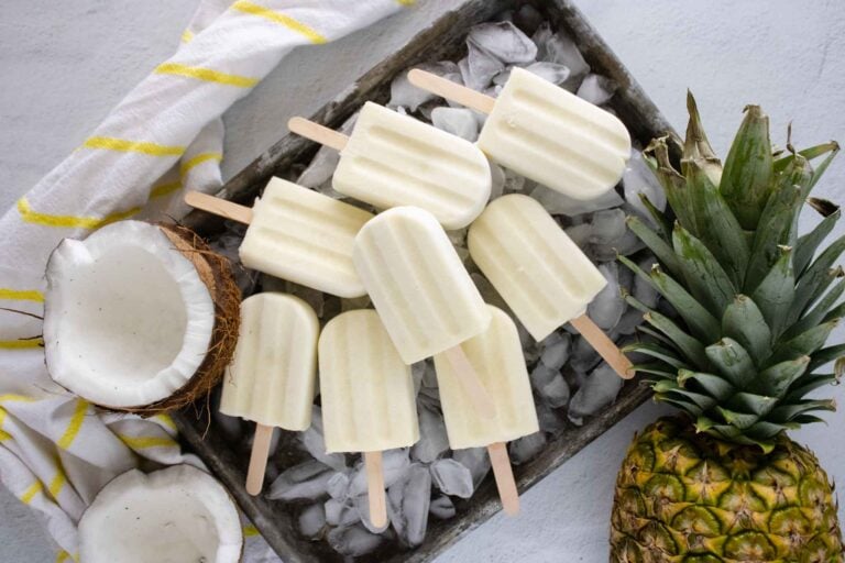 Homemade Virgin Pina Colada Popsicles