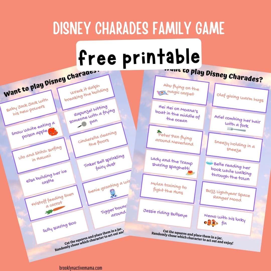 Fun Disney Charades Family Game Free Printable