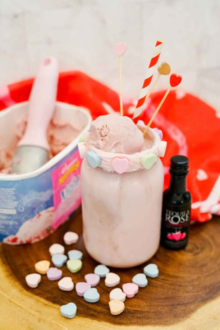 Easy Valentine's Day Strawberry Boozy Milkshake Recipe
