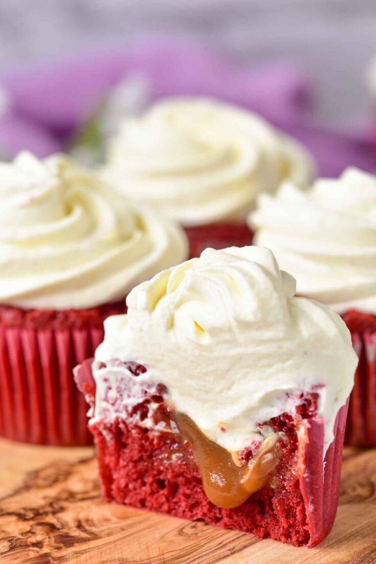 The Best Red Velvet Caramel Cupcakes