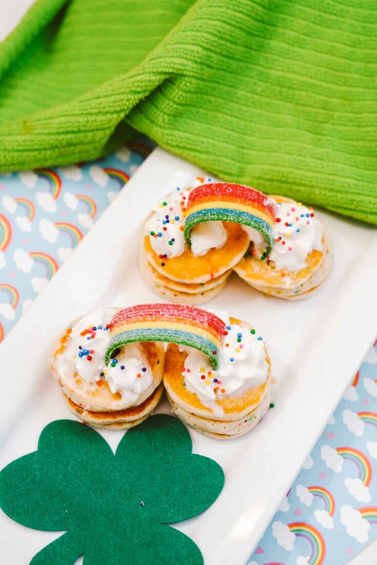 Easy St. Patricks Day Rainbow Pancakes