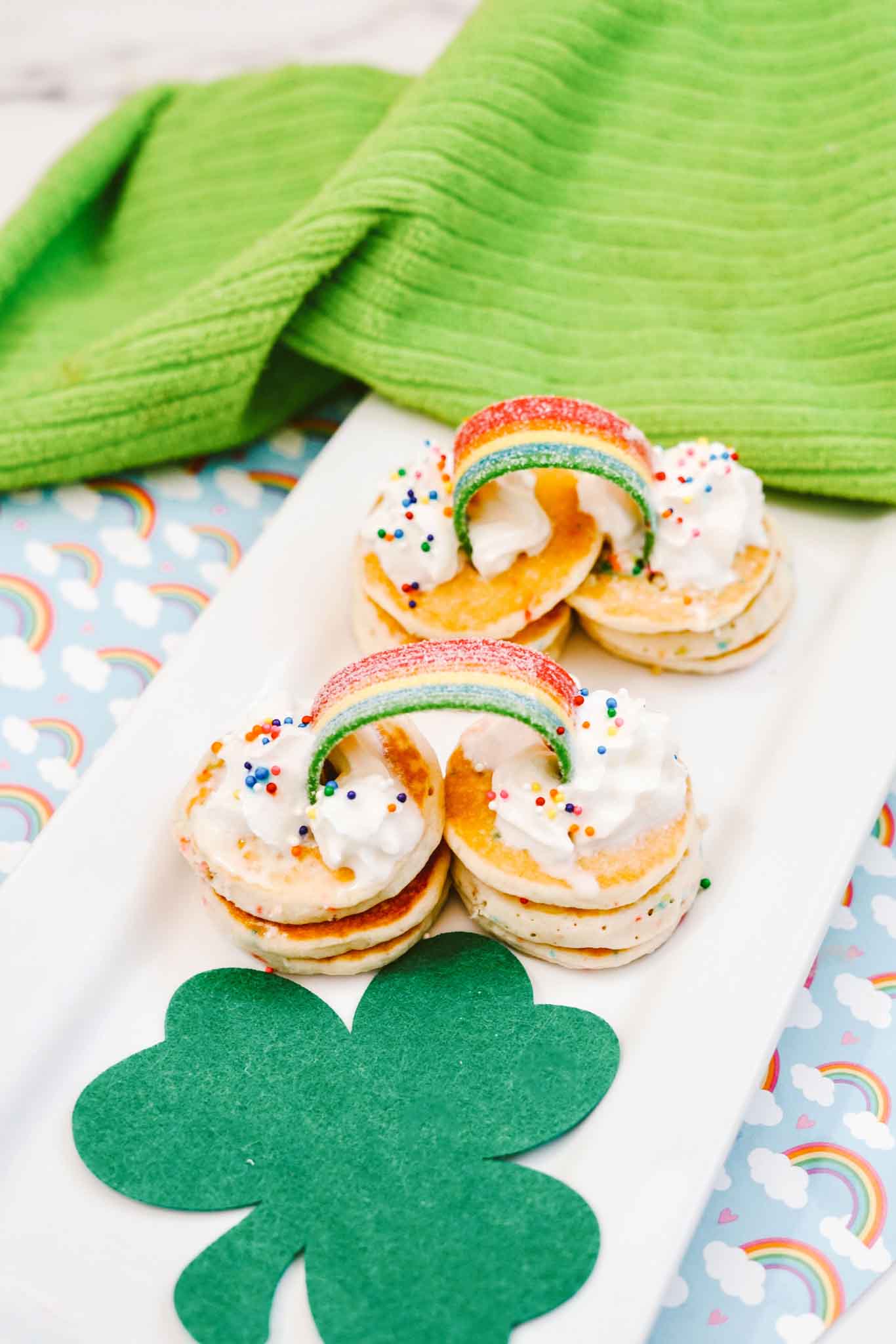 Easy St. Patricks Day Rainbow Pancakes 