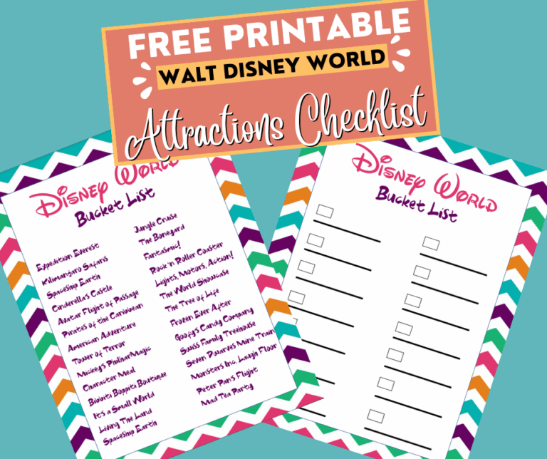 Free Printable Disney World Attractions Checklist