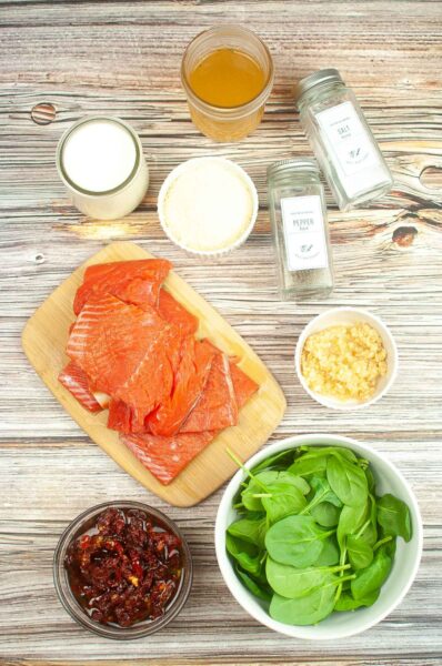 Delicious Air Fryer Tuscan Salmon With Cream Sauce Recipe ingredients