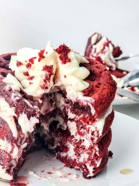 Red Velvet Cake Mix Waffles with Cream Cheese Frosting Recipe