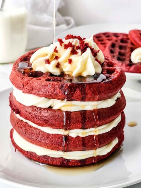 Red Velvet Cake Mix Waffles with Cream Cheese Frosting Recipe