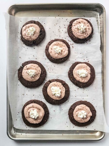 French Silk Pie Cookies Recipe on baking sheet