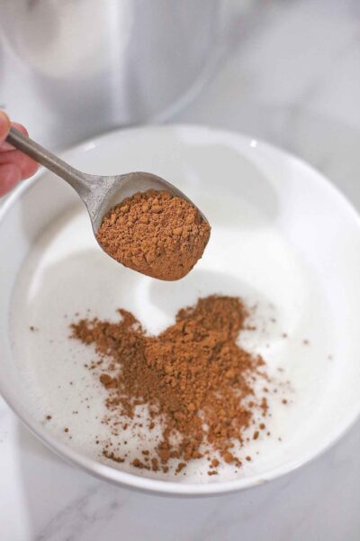 cocoa being mixed in with sugar