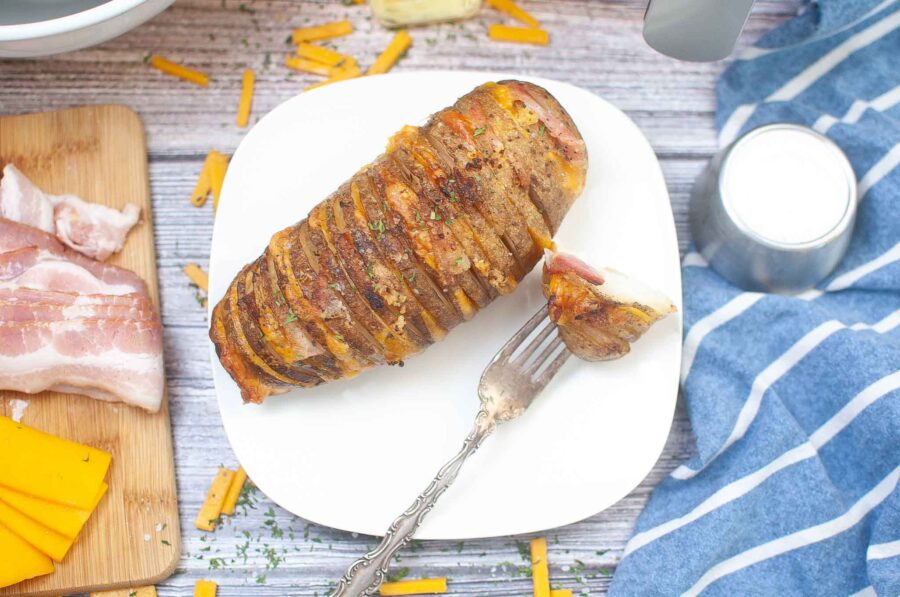 Air Fryer Bacon and Cheese Hasselback Potatoes