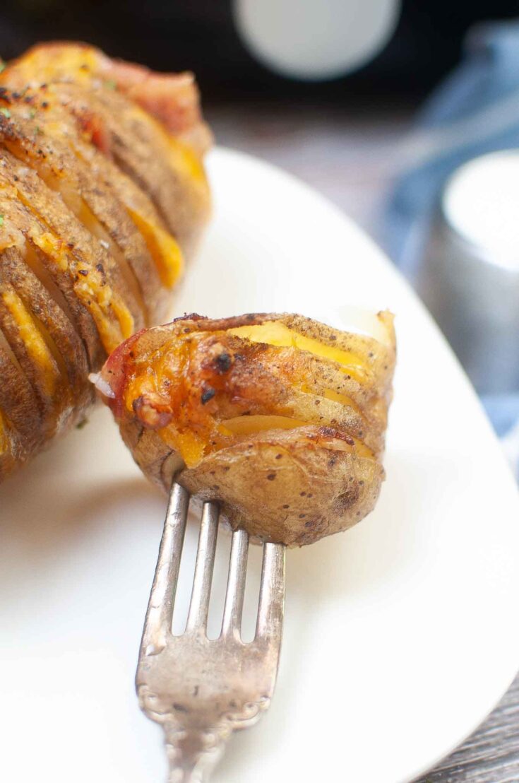 Air Fryer Bacon and Cheese Hasselback Potatoes
