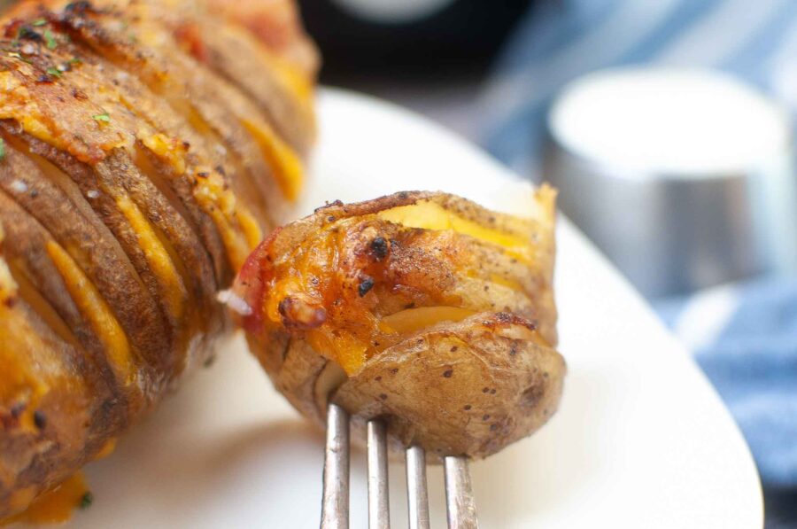 Air Fryer Bacon and Cheese Hasselback Potatoes