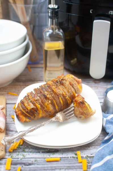 Air Fryer Bacon and Cheese Hasselback Potatoes