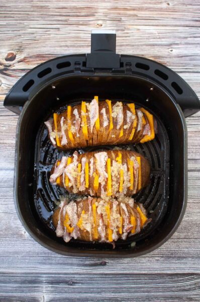 Air Fryer Bacon and Cheese Hasselback Potatoes