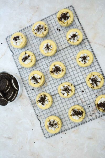 mini cookies and cream cheesecakes