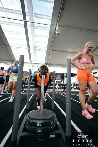 hyrox nyc women's doubles recap sled push