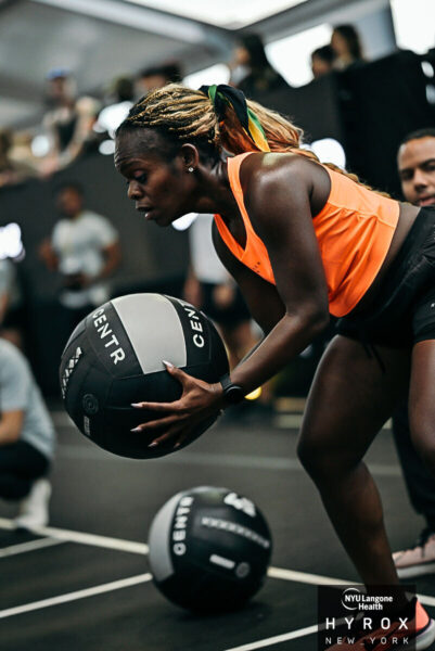 hyrox nyc women's doubles recap wall balls