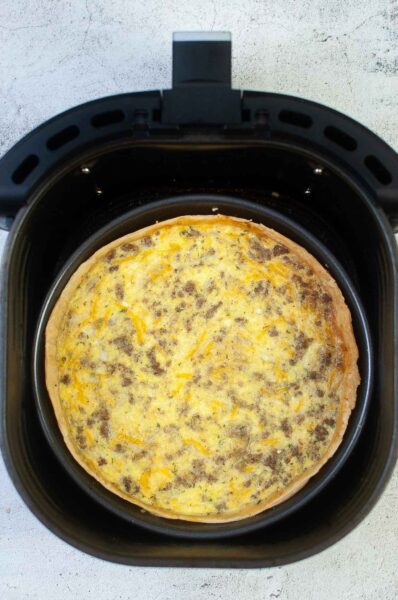 air fryer sausage quiche inside air fryer